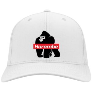 Harambe - C813 Embroidered Flex Fit Twill Baseball Cap - White, S/M